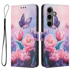 Für Samsung Galaxy S25 FE Brieftaschenhülle Musterdruck PU-Leder-Telefonabdeckung mit Lanyard 