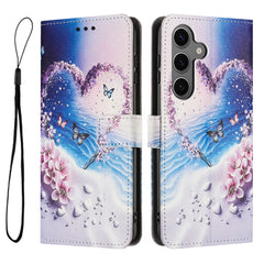 Für Samsung Galaxy S25 FE Brieftaschenhülle Musterdruck PU-Leder-Telefonabdeckung mit Lanyard 