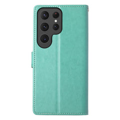 For Samsung Galaxy S25 Ultra Wallet Case Butterfly Floral Imprint PU Leather Phone Cover with Wrist Strap