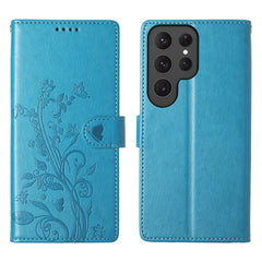 For Samsung Galaxy S25 Ultra Wallet Case Butterfly Floral Imprint PU Leather Phone Cover with Wrist Strap