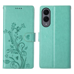 For Samsung Galaxy S25 Edge Wallet Case Butterfly Floral Imprint PU Leather Phone Cover with Wrist Strap