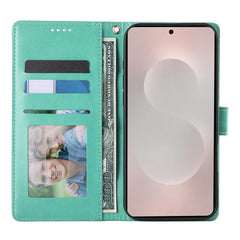 For Samsung Galaxy S25 Edge Wallet Case Butterfly Floral Imprint PU Leather Phone Cover with Wrist Strap