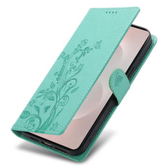 For Samsung Galaxy S25 Edge Wallet Case Butterfly Floral Imprint PU Leather Phone Cover with Wrist Strap