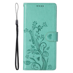 For Samsung Galaxy S25 Edge Wallet Case Butterfly Floral Imprint PU Leather Phone Cover with Wrist Strap