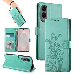 For Samsung Galaxy S25 Edge Wallet Case Butterfly Floral Imprint PU Leather Phone Cover with Wrist Strap