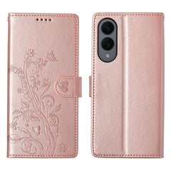 For Samsung Galaxy S25 Edge Wallet Case Butterfly Floral Imprint PU Leather Phone Cover with Wrist Strap