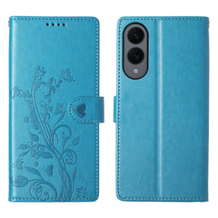 For Samsung Galaxy S25 Edge Wallet Case Butterfly Floral Imprint PU Leather Phone Cover with Wrist Strap
