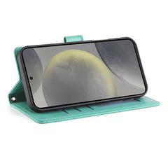 For Samsung Galaxy S25 Wallet Case Butterfly Floral Imprint PU Leather Phone Cover with Wrist Strap