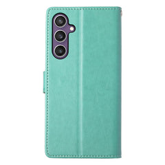 For Samsung Galaxy S25 Wallet Case Butterfly Floral Imprint PU Leather Phone Cover with Wrist Strap