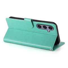 For Samsung Galaxy S25+ Wallet Case Butterfly Floral Imprint PU Leather Phone Cover with Wrist Strap