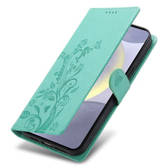 For Samsung Galaxy S25+ Wallet Case Butterfly Floral Imprint PU Leather Phone Cover with Wrist Strap