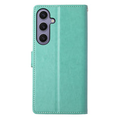 For Samsung Galaxy S25+ Wallet Case Butterfly Floral Imprint PU Leather Phone Cover with Wrist Strap