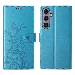 For Samsung Galaxy S25+ Wallet Case Butterfly Floral Imprint PU Leather Phone Cover with Wrist Strap