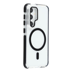 Für Samsung Galaxy S25 / S24 Magnetische Hülle TPU Acryl Klare Telefonrückseite mit Linsenschutz Kickstand 