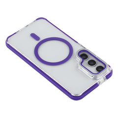 For Samsung Galaxy S25+  /  S24+ Magnetic Case TPU Acrylic Clear Phone Back Cover with Lens Protector Kickstand