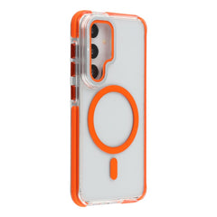For Samsung Galaxy S25+  /  S24+ Magnetic Case TPU Acrylic Clear Phone Back Cover with Lens Protector Kickstand