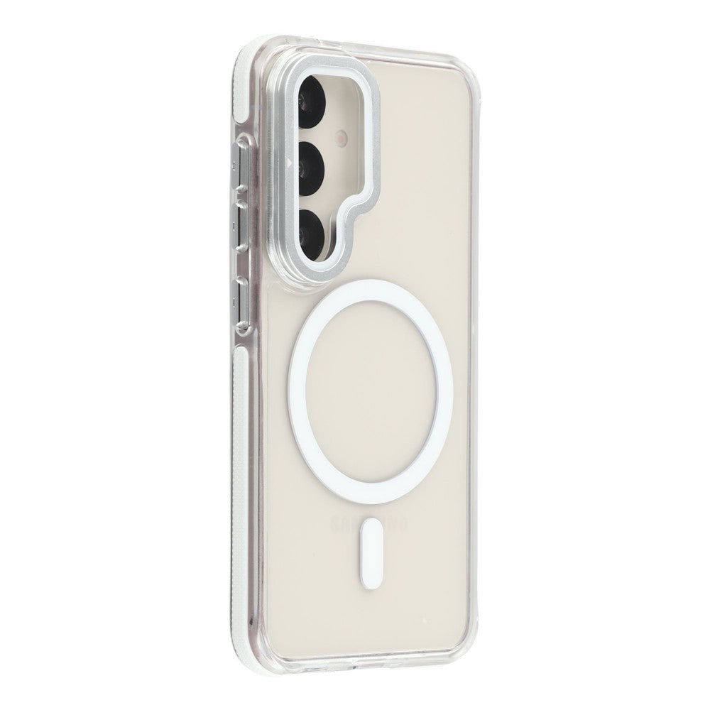 For Samsung Galaxy S25+  /  S24+ Magnetic Case TPU Acrylic Clear Phone Back Cover with Lens Protector Kickstand