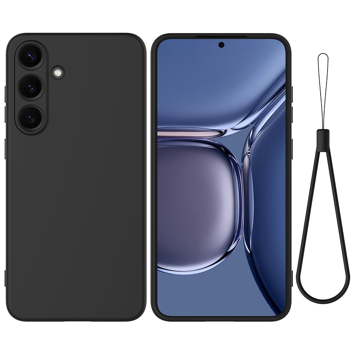 For Samsung Galaxy S25 FE Liquid Silicone Case Phone Back Cover with Hand Strap - TechGearPal