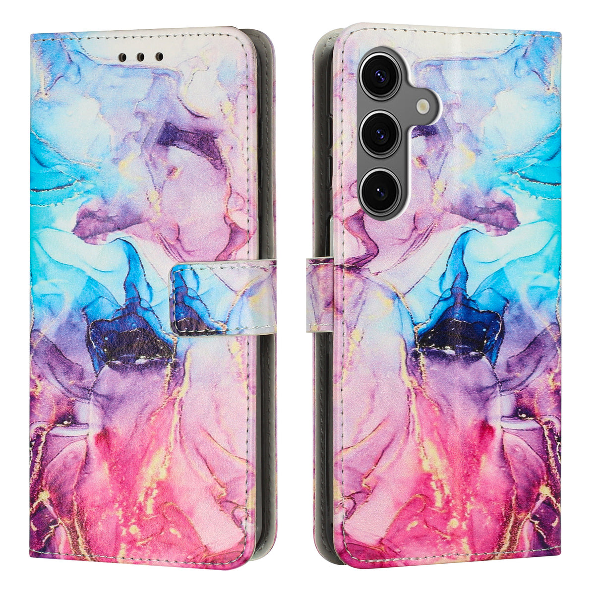 For Samsung Galaxy S25 FE Stand Case Marble Pattern PU Leather Wallet Phone Cover