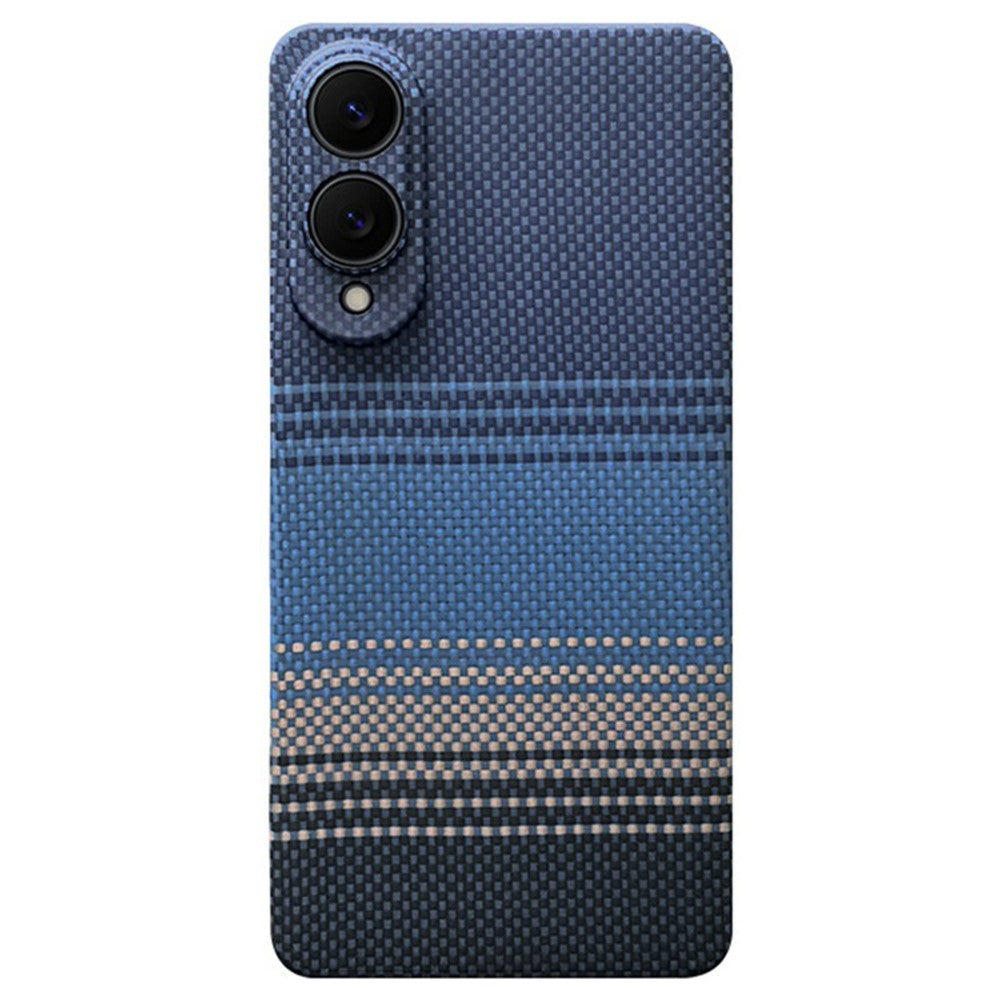 Für Samsung Galaxy S25 Edge, magnetische Hülle, präzise Aussparungen, Farbverlauf-Aramidfaser-Telefonabdeckung mit Metalllinsenrahmen 