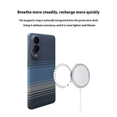 For Samsung Galaxy S25 Edge Magnetic Case Precise Cutouts Gradient Aramid Fiber Phone Cover with Metal Lens Frame