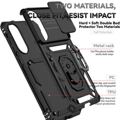 For Samsung Galaxy S25 Edge Case PC + TPU Phone Cover with Lens Protection Kickstand