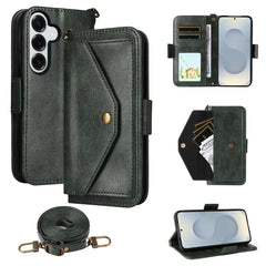 Für Samsung Galaxy S25 Ledertasche Magnetverschluss Brieftasche Stand Telefonabdeckung mit Umhängegurt 