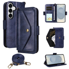 Für Samsung Galaxy S25 Ledertasche Magnetverschluss Brieftasche Stand Telefonabdeckung mit Umhängegurt 