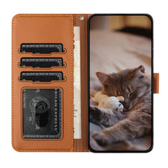 For Samsung Galaxy S25 FE Case with Wrist Strap Leather Phone Cover Wall Cats Pattern