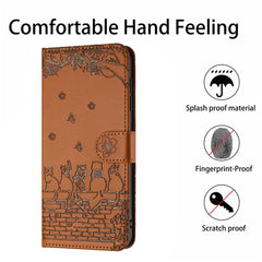 For Samsung Galaxy S25 FE Case with Wrist Strap Leather Phone Cover Wall Cats Pattern