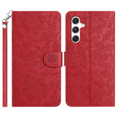 Étui portefeuille à rabat en cuir avec dragonne pour Samsung Galaxy S25 FE, motif floral 