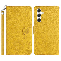 Étui portefeuille à rabat en cuir avec dragonne pour Samsung Galaxy S25 FE, motif floral 