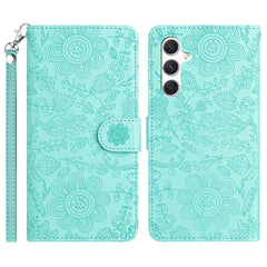 Étui portefeuille à rabat en cuir avec dragonne pour Samsung Galaxy S25 FE, motif floral 