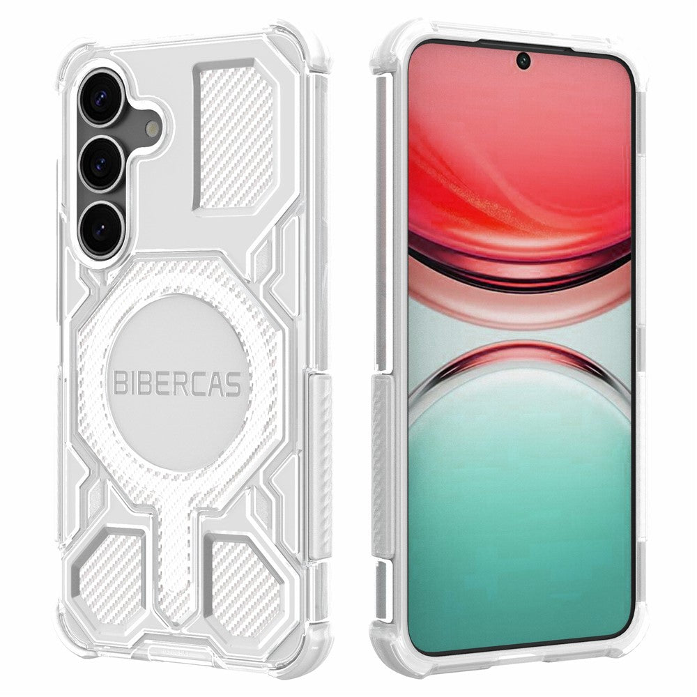 BIBERCAS J-16 Transparent Series für Samsung Galaxy S25+ Hülle, kompatibel mit MagSafe TPU + PC-Telefonabdeckung 