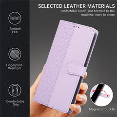 For Samsung Galaxy S25 Ultra Case Splicing Imprinted Rhombus Leather Phone Cover with Wrist Strap