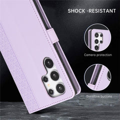 For Samsung Galaxy S25 Ultra Case Splicing Imprinted Rhombus Leather Phone Cover with Wrist Strap