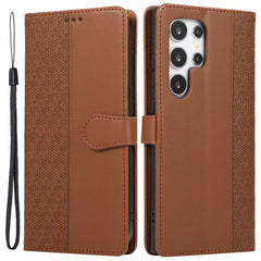 For Samsung Galaxy S25 Ultra Case Splicing Imprinted Rhombus Leather Phone Cover with Wrist Strap