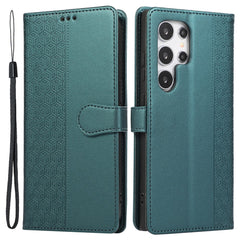 For Samsung Galaxy S25 Ultra Case Splicing Imprinted Rhombus Leather Phone Cover with Wrist Strap