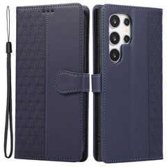 For Samsung Galaxy S25 Ultra Case Splicing Imprinted Rhombus Leather Phone Cover with Wrist Strap