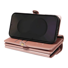 Étui portefeuille en cuir avec fermeture éclair et bandoulière pour Samsung Galaxy S25 FE YIKATU YK-008 