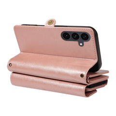Étui portefeuille en cuir avec fermeture éclair et bandoulière pour Samsung Galaxy S25 FE YIKATU YK-008 