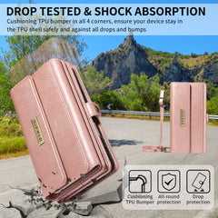 For Samsung Galaxy S25 Edge Case YIKATU YK-008 Zipper Wallet Leather Phone Cover with Shoulder Strap