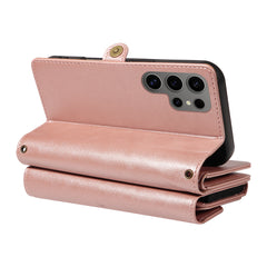 For Samsung Galaxy S24 Ultra Case YIKATU YK-008 Zipper Wallet Leather Phone Cover with Shoulder Strap