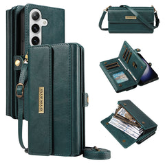 For Samsung Galaxy S25+ / Galaxy S24+ Case YIKATU YK-008 Zipper Wallet Leather Phone Cover with Shoulder Strap