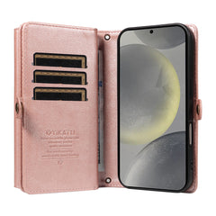 Für Samsung Galaxy S25 / Galaxy S24 Hülle YIKATU YK-008 Reißverschluss Brieftasche Leder Handyhülle mit Schultergurt 