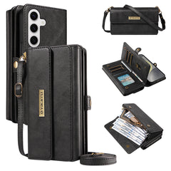 Für Samsung Galaxy S25 / Galaxy S24 Hülle YIKATU YK-008 Reißverschluss Brieftasche Leder Handyhülle mit Schultergurt 