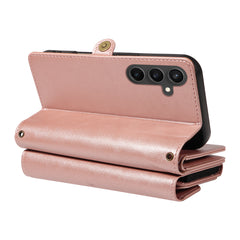 For Samsung Galaxy S23 FE Case YIKATU YK-008 Zipper Wallet Leather Phone Cover with Shoulder Strap
