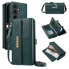 For Samsung Galaxy S23 FE Case YIKATU YK-008 Zipper Wallet Leather Phone Cover with Shoulder Strap