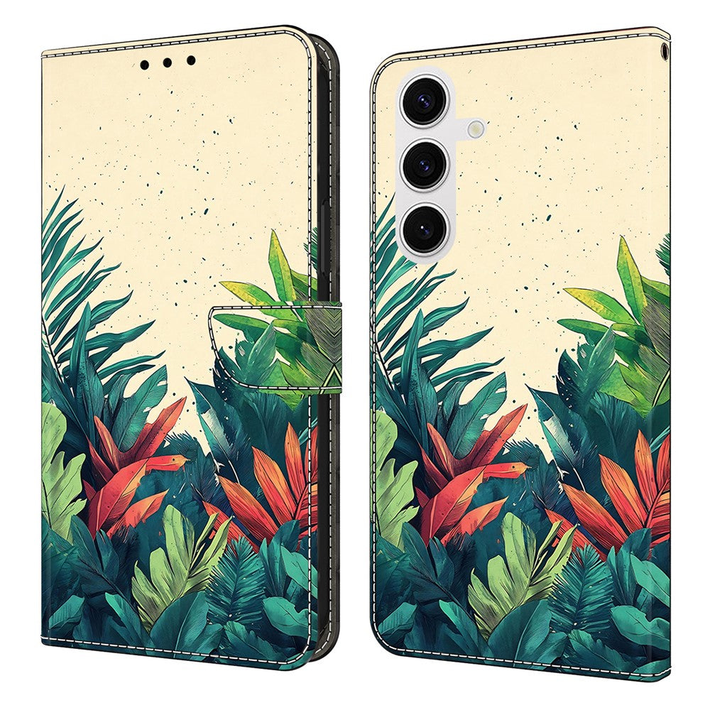 Étui portefeuille à rabat en cuir PU pour Samsung Galaxy S25 avec motif imprimé 