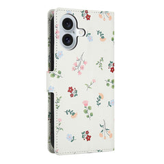 For iPhone 16 Wallet Case Rhombic Floral Design Leather Flip Phone Cover with Strap